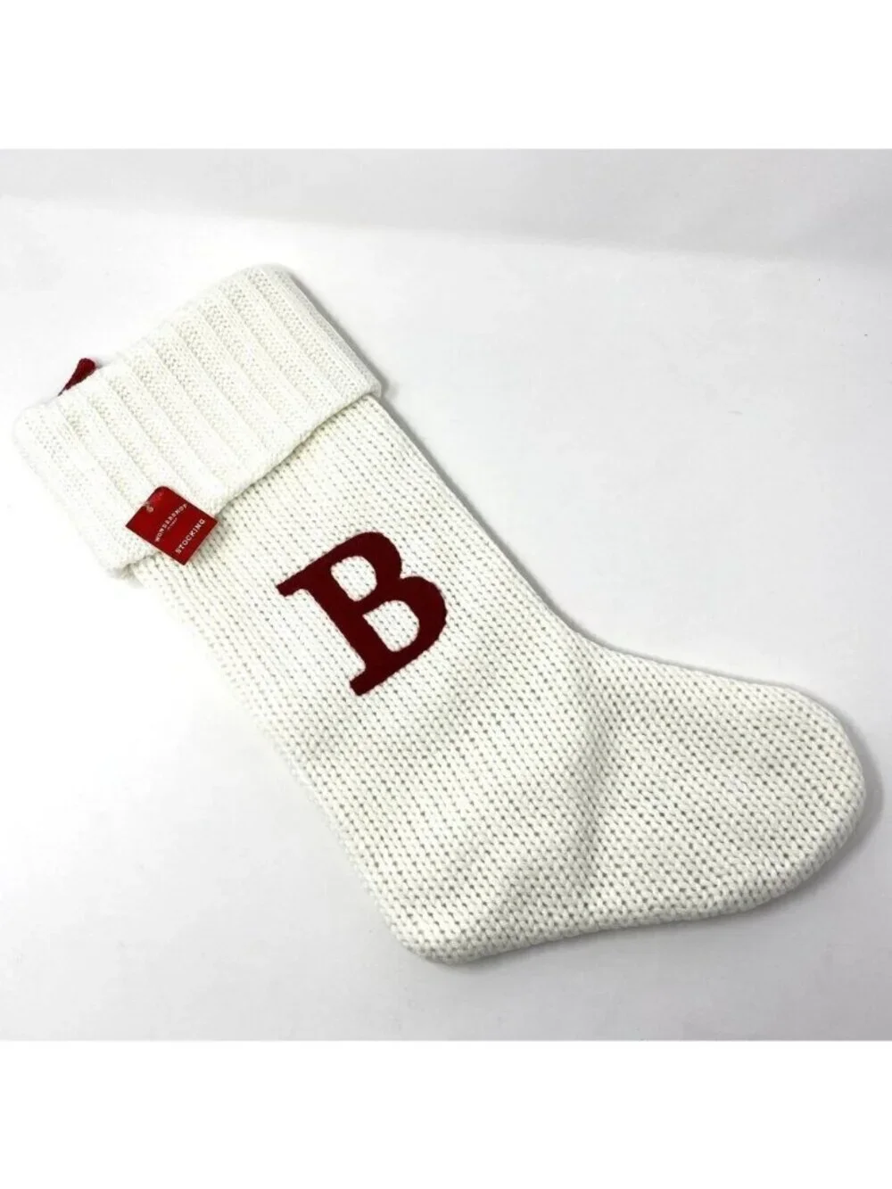 Target Wondershop Knit Monogram Alphabet Christmas Stocking Cream Red B & Paw